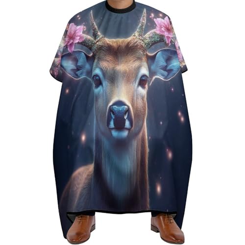 Haar Schneideumhang Kirschblüten Elch Hirsch, Verstellbar Friseur Umhänge Professionelle Friseure Kleid für Frauen Salon 140X168cm von Generic