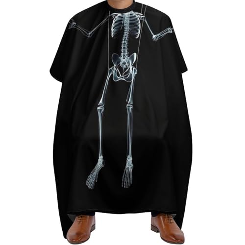 Haar Schneideumhang Lustiges Totenkopf Skelett Schwarz, Mode Haarschneide Umhang Wasserdicht Barber Cape für Frauen Salon 140X168cm von Generic