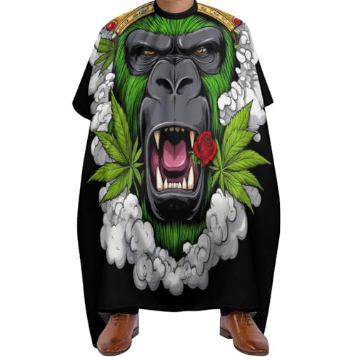 Haar Schneideumhang Rose Gorilla Marijuanaweed König Krone Kunst, Polyester Haarschneideumhang Verstellbar Haarschneiden Umhange für Haarstyling Männer 140X168cm von Generic