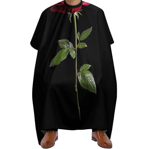 Haar Schneideumhang Rote Rose Blume Schwarz, Antistatisch Friseurumhang Professionelle Haarschneideumhang für Männer Haarschneiden 140X168cm von Generic