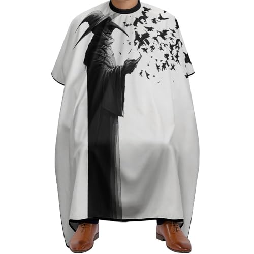 Haar Schneideumhang Schwarzer Krähenvogel, Wasserdicht Haarschneide Umhang Verstellbar Friseurumhang für Männer Haarstyling 140X168cm von Generic