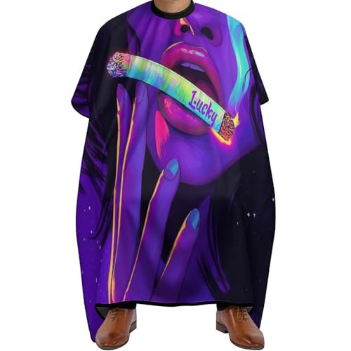 Haar Schneideumhang Trippy Lip Smoke Lila Kunst, Polyester Haarschneide Umhang Professionelle Haarschneidemantel für Haarschnitt Frauen 140X168cm von Generic