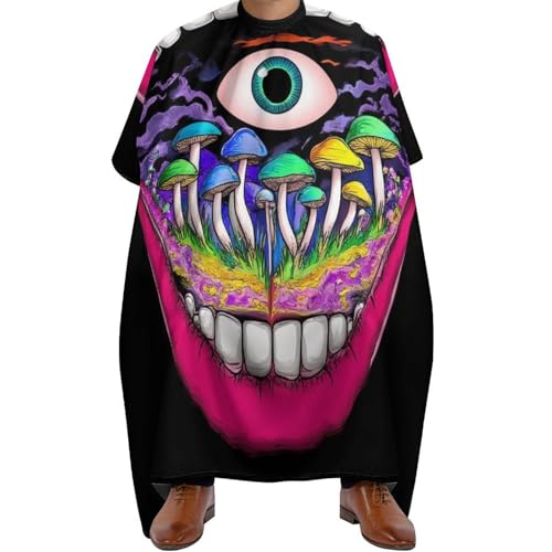 Haar Schneideumhang Trippy Pilz Lippenkunst, Polyester Friseurumhang Wasserdicht Haarschneideumhang für Frauen Männer 140X168cm von Generic