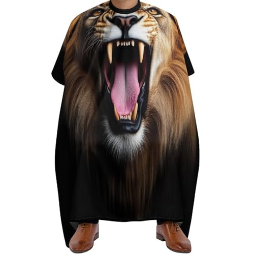 Haar Schneideumhang Wütender Löwe, Wasserdicht Haarschneideumhang Professionelle Barber Cape für Männer Haarstyling 140X168cm von Generic