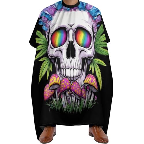 Haar Schneideumhang Zauberpilze Totenkopf Kunst, Unisex Haarschneide Umhang Mode Haarschneideumhang für Erwachsene Männer 140X168cm von Generic