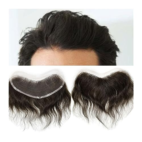 Haar-Toupet für Männer, Haaransatz-Toupet für Männer, atmungsaktives V-förmiges Herren-Toupet mit französischer Spitze, natürlicher Haaransatz, indisches Remy-Haarsystem, 1,5 x 7 Zoll, Spitzen-Front von Generic