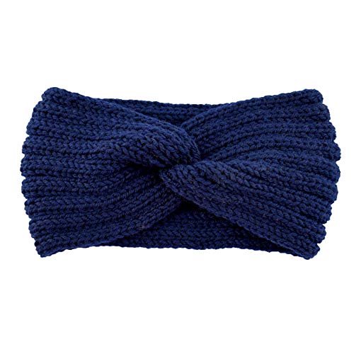 Haarbänder Wärmer Stirnband Stricken Ohr Stretch Weiche Stirnbänder Frauen Winter Kabel Stirnband Stirnband Dickes Haar (Marineblau #1, Einheitsgröße) von Generic