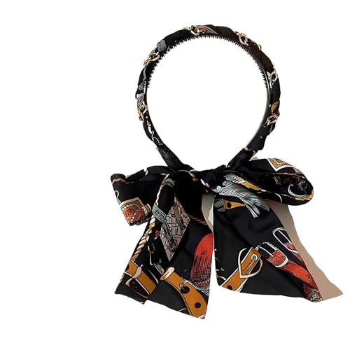 Haarbänder aus Satinstoff, 2025 neues Retro-Stirnband aus Satin mit Kreuzknoten(Black) von Generic