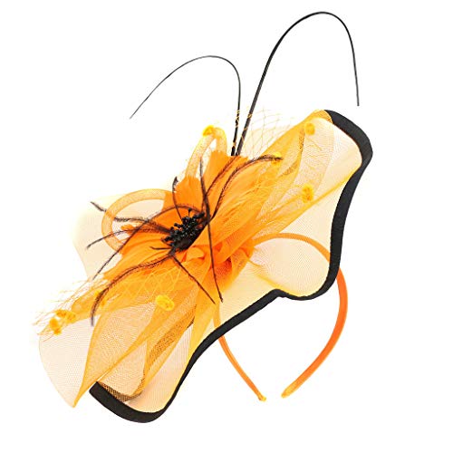 Haarband Damen Schmal Hochzeit Cocktail Clip Haare Frauen Friseur Pin Hut Party Faschierungen Teekopfband Arm Schweißband Herren (Orange, One Size) von Generic