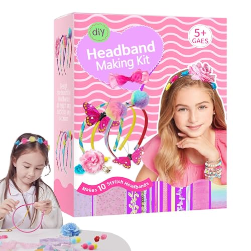 Haarband-Set für Mädchen, Haarband-Herstellungsset | Sicheres Stirnband-Set für Mädchen, Haarband für Mädchen ab 5 Jahren, Haarreif-Set für Mädchen ab 5 Jahren, Haarreifen-Set von Generic