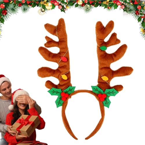 Haarband für Weihnachten, Rentier für Erwachsene – Weihnachts-Stirnband mit Glocke, originelles Weihnachtszubehör | Accessoire für Weihnachten, Karneval, Erwachsenenkostüm, Themenabend, Kopfdekoration von Generic