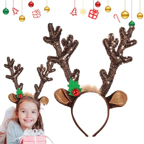 Haarband für Weihnachten, Rentier für Erwachsene – Weihnachts-Stirnband mit Glocke, originelles Weihnachtszubehör | Accessoire für Weihnachten, Karneval, Erwachsenenkostüm, Themenabend, Kopfdekoration von Generic