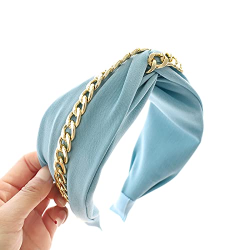 Haarband koreanische Version Modekette Kreuz geknoteter Kopfband Haarschmuck frischer Stoff Haarbündel F, blaue Kette Haarband von Generic