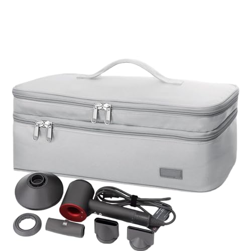 Haarbürsten, Reisetasche: Doppellagige Reisebox, hitzebeständige Aufbewahrungstasche, Organizer für Friseurwerkzeuge, perfekt für Heißluftbürsten, Grau, Consulte la descripción, Siehe Beschreibung von Generic