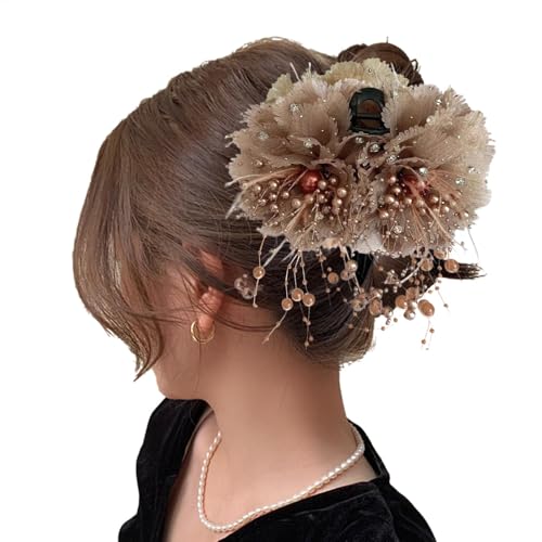 -Haarclips – elegante Clips mit Perlen und Tischdecken | Nicht verrutschende Haarnadeln mit Juwelen, Hochzeitsaccessoires und Frauen-Accessoires, Haarclips für Frisuren, Faus von Generic