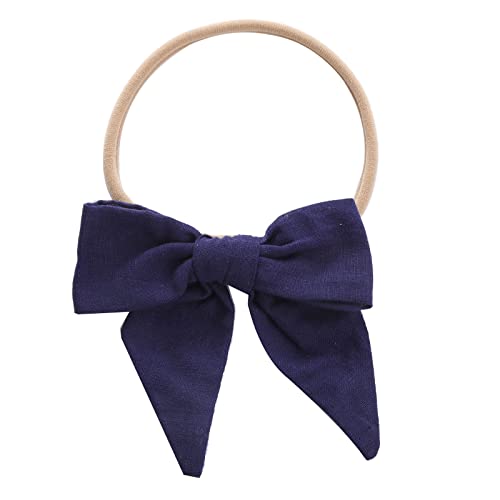 Haargummi Ohne Naht Kleinkind Baby Mädchen einfarbig Stirnband Bowknot elastisches Haarband für Leoparden Haarreif (Navy, One Size) von Generic