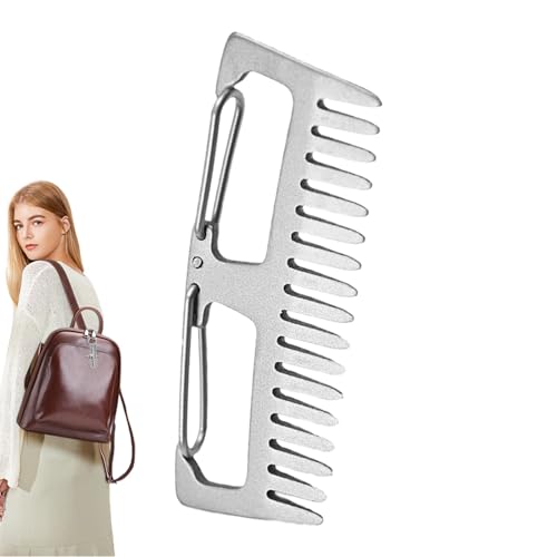 Haarkamm für den Außenbereich, Taschenkamm | Schlüsselanhänger im Freien, Karabiner, Haarkamm aus Titan, Outdoor-Ausrüstung mit integrierter Bergsteigerschnalle für von Generic