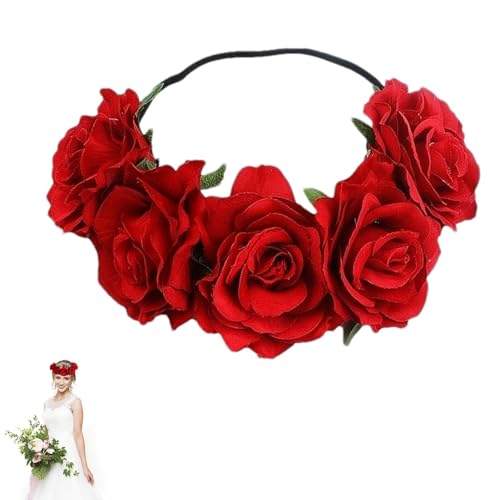 Haarreif mit rosa Blumen, künstliche Blumenkrone für Hochzeit, Party, , Haarschmuck, Boho-Chic, Blumen-Tiara, romantisches Haarband, Dekoration von Generic