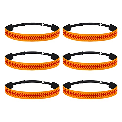 Haarreifen Damen Knoten Stück Kinder-Sport-Haarbänder, Baseball-Druck-Stirnband, Softball, rutschfeste, verstellbare Haarbänder, Haar-Accessoires Roter Schmuck Damen Set (Orange, One Size) von Generic