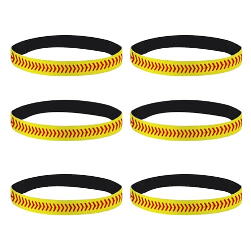 Haarreifen Wassermelone Stück Kinder-Sport-Haarbänder, Baseball-Druck-Stirnband, Softball, rutschfeste, verstellbare Haarbänder, Haar-Accessoires Schal Musselin Kinder (Yellow, One Size) von Generic