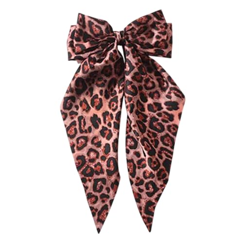Haarschleifen mit Leopardenmuster für Frauen – modische Haarspangen mit auffälligem Leopardenmuster, elegantes Haar-Accessoire | Große Haarspangen mit Schleifen-Clip von Generic