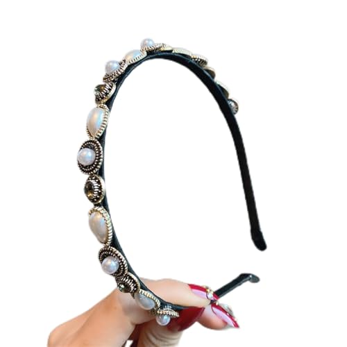 Haarschmuck Französisches High-End-Nischen-Stirnband weibliches Netz rot exquisite Persönlichkeit Uhr Strass Stirnband neuer wilder Kopfschmuck,Wassertropfen Perlen Strass Stirnband von Generic