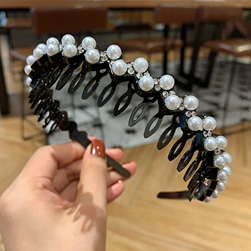 Haarschmuck Perlen Strass Waschen Haarband Netz Rot Neue Einfache Haarnadel Diamant Band Kamm Haarkamm Haarband,Wellenperle von Generic