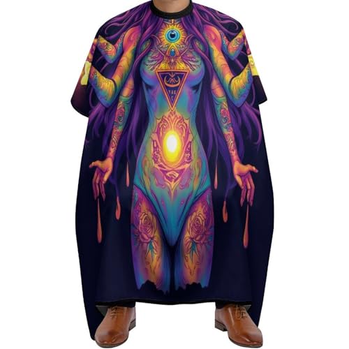 Haarschneide Umhang Abstrakte Trippy Hexenkunst, Professionelle Haar Schneideumhang Mode Friseure Kleid für Männer Salon 140X168cm von Generic