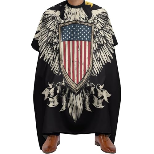 Haarschneide Umhang Amerikanische Flagge USA Cooles Weißkopfseeadler-Muster, Unisex Haarschneidemantel Professionelle Friseurumhang für Frauen Haarschnitt 140X168cm von Generic