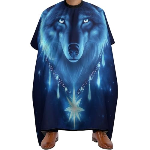 Haarschneide Umhang Blaue Weltraum-Magie-Wolf-Kunst, Antistatisch Friseur Umhänge Professionelle Haarschneideumhang für Frauen Haarschnitt 140X168cm von Generic