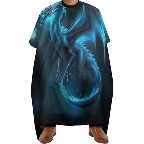 Haarschneide Umhang Blauer Drache Schwarz, Verstellbar Friseur Umhänge Wasserdicht Salon Umhang für Männer Haarstyling 140X168cm von Generic