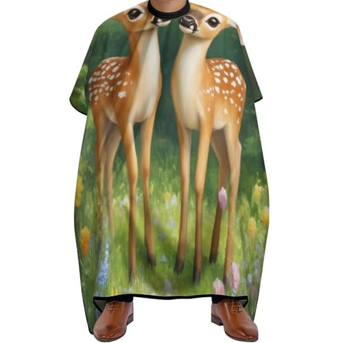 Haarschneide Umhang Gemälde eines Weißwedelhirsches, Verstellbar Friseure Kleid Polyester Haarschneiden Umhange für Männer Haarschnitt 140X168cm von Generic