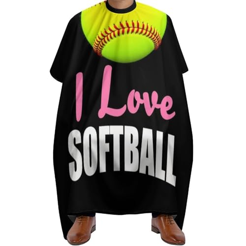 Haarschneide Umhang Ich liebe Softball, Antistatisch Haarschneidemantel Professionelle Friseurumhang für Frauen Salon 140X168cm von Generic