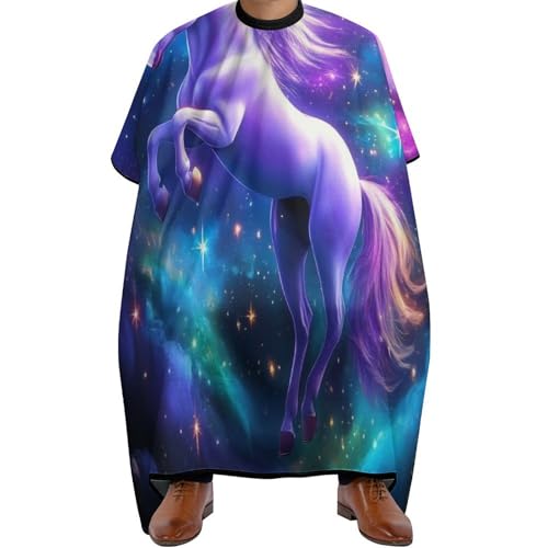 Haarschneide Umhang Lila Blau Weltraum Galaxie Pferd Meere Kunst, Mode Friseurumhang Verstellbar Haarschneideumhang für Frauen Haarschnitt 140X168cm von Generic