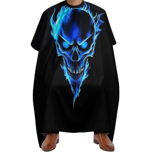 Haarschneide Umhang Schädel Blaues Feuer, Antistatisch Haarschneiden Umhange Wasserdicht Salon Umhang für Haarschneiden Frauen 140X168cm von Generic