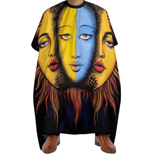 Haarschneide Umhang Sonne und Mond Weltraumkunst, Verstellbar Haarschneideumhang Wasserdicht Haarschneiden Umhange für Männer Haarschnitt 140X168cm von Generic