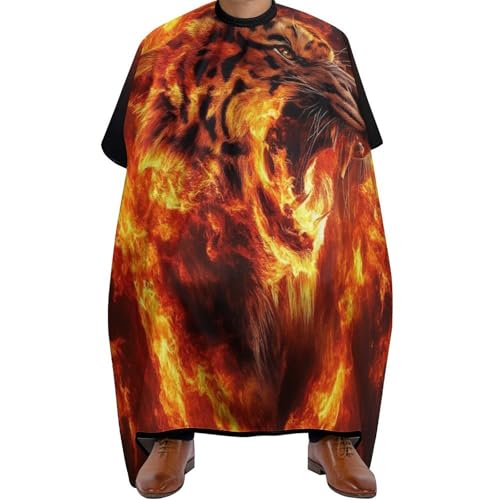 Haarschneide Umhang Tier wütend Feuer Flamme Tiger Kunst, Antistatisch Friseurumhang Professionelle Haarschneidemantel für Erwachsene Männer 140X168cm von Generic