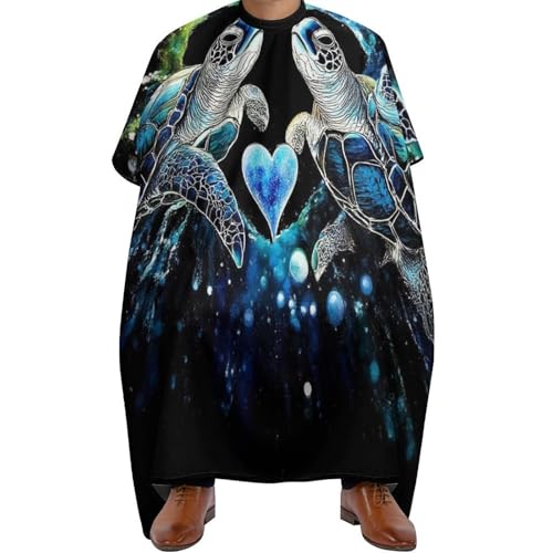 Haarschneide Umhang Trippy Space Meer Wasser Liebe Schildkröte Schildkröte Kunst, Professionelle Friseur Umhänge Verstellbar Friseure Kleid für Haarschneiden Männer 140X168cm von Generic