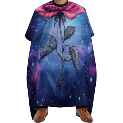 Haarschneide Umhang Weltraum-Galaxie-Blumen-Glitzer-Rosen-Kunst, Unisex Salon Umhang Wasserdicht Haarschneiden Umhange für Frauen Männer 140X168cm von Generic