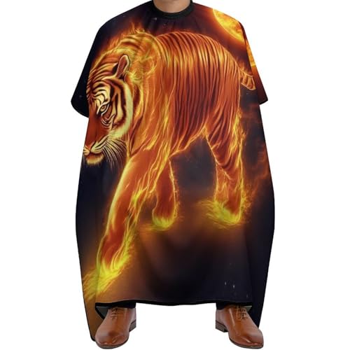 Haarschneide Umhang Wildes wütendes Tier König Feuer Flamme Tiger, Professionelle Haar Schneideumhang Unisex Salon Umhang für Haarstyling Männer 140X168cm von Generic