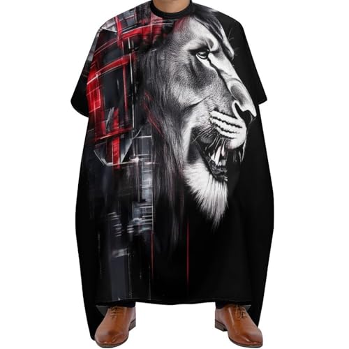 Haarschneidemantel Abstrakter Löwenkopf, Antistatisch Friseurumhang Professionelle Friseure Kleid für Haarstyling Männer 140X168cm von Generic
