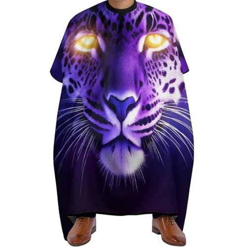 Haarschneidemantel Dunkelviolette Weltraum-Geparden-Leoparden-Kunst, Wasserdicht Haarschneiden Umhange Unisex Friseurumhang für Frauen Haarstyling 140X168cm von Generic