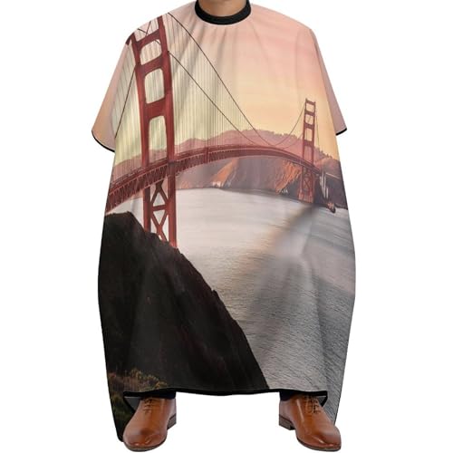 Haarschneidemantel Golden Gate Bridge, San Francisco, Kalifornien, Unisex Haarschneideumhang Wasserdicht Haarschneide Umhang für Haarstyling Männer 140X168cm von Generic