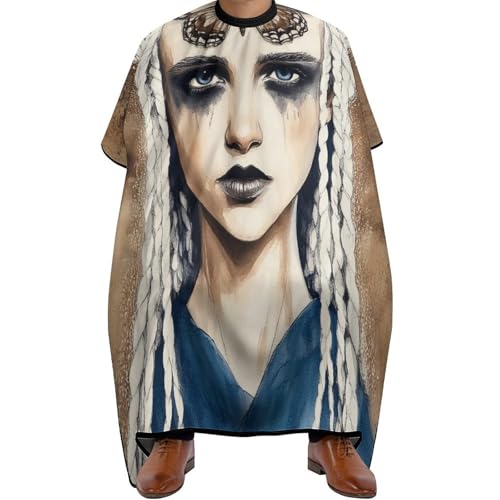 Haarschneidemantel Goth Gotik Gothic Girl Wimpern, Antistatisch Friseur Umhänge Verstellbar Salon Umhang für Männer Haarschnitt 140X168cm von Generic