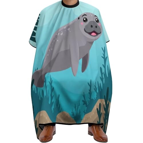 Haarschneidemantel Speichern Sie Manatee Art, Verstellbar Haarschneide Umhang Wasserdicht Haarschneiden Umhange für Haarstyling Frauen 140X168cm von Generic