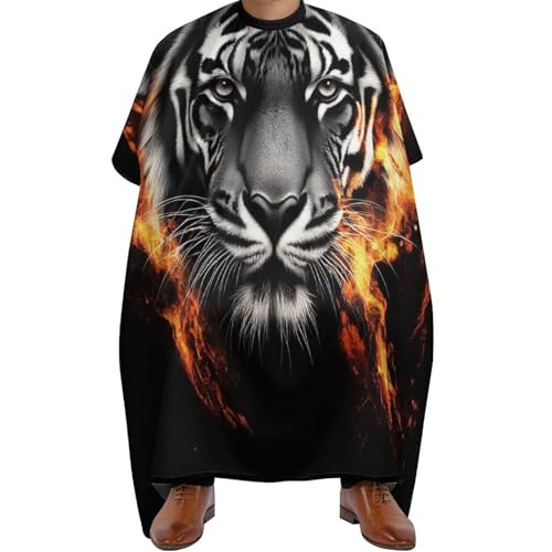 Haarschneidemantel Tier Feuer Flamme Tiger Kunst, Professionelle Friseurumhang Antistatisch Friseur Umhänge für Männer Frauen 140X168cm von Generic