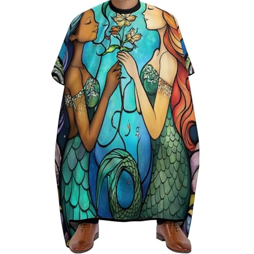 Haarschneidemantel Unter dem Meer Fisch, Verstellbar Friseurumhang Antistatisch Friseur Umhänge für Haarschnitt Frauen 140X168cm von Generic