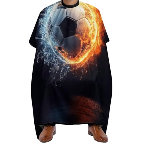 Haarschneidemantel Wasser- und Feuer-Fußball, Unisex Haarschneide Umhang Verstellbar Friseur Umhänge für Frauen Erwachsene 140X168cm von Generic