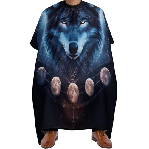 Haarschneidemantel Weltraum Galaxie Wolf Nachthimmel, Unisex Haar Schneideumhang Antistatisch Haarschneideumhang für Haarschnitt Männer 140X168cm von Generic