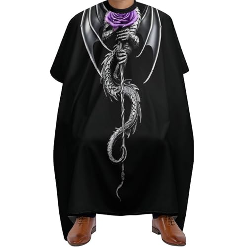 Haarschneiden Umhange Cooler Drache Lila Rose Schwarz, Verstellbar Friseur Umhänge Wasserdicht Haarschneidemantel für Haarstyling Frauen 140X168cm von Generic